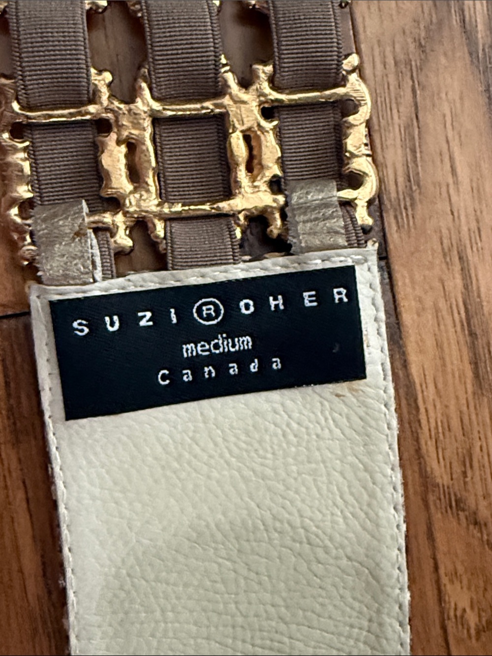 Suzi Roher Ibel Italy buckle snakeskin gold tone embellished stretch belt Size M - Picture 5 of 8